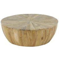 DecMode 36" x 13" Brown Mango Wood Handmade Round Coffee Table, 1-Piece