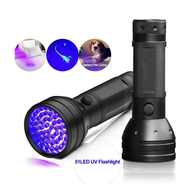 UV Flashlight Purple Light,51 LED Blacklight Pet Urine Detector for Dog