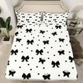 thumbnail image 2 of jejeloiu Kawaii Bow Bed Sheets,Girls Bow Knot King Sheets,White Black Dot Sheet Set For Children,Breathable Bedroom Decorative,4pcs, 2 of 7
