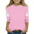 thumbnail image 2 of MKOSPLRT T-Shirts d'Halloween pour Enfants 3-12 Ans Garçons Filles Manches 3/4 T-Shirts Graphiques Col Rond Coupe Ample Hauts Mignons Fantômes Citrouille T-Shirts, 2 of 4