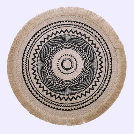 

Linen Table Mat Lace Placemat Set Natural Jute Woven Tableware Mat Round 38cm
