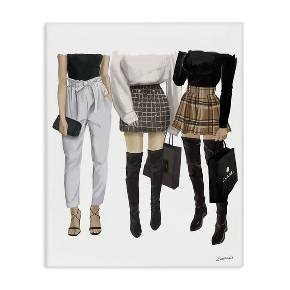 Stupell Industries Art Deco Fashion Females with Shopping Bags Canvas Art, 16 x 20, by Ziwei Li