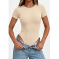 thumbnail image 6 of PRETTYGARDEN Body Suits for Womens Summer Tops Casual Short Sleeve Ribbed Fitted Basic Tee Shirts Spring Fashion Clothes, 6 of 9
