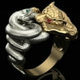 thumbnail image 2 of PikaLF Snake Tiger Ring for Men, Gold Tiger Silver Snake Fighting, Vintage Gothic Red Eyes Tiger Head Ring, Punk Hip Hop Green Eyes Snake Wrap Ring, Viking Animal Jewelry Gift for Men, 2 of 6