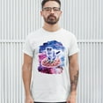 thumbnail image 3 of Tee Hunt Cute Cat Riding a Pizza in Galaxy T-shirt Funny Kitty Space Kitten Men's Tee, White, Medium, 3 of 5
