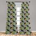 thumbnail image 2 of Tropical Window Curtains, Toucans Parrots Bird Print with Exotic Foliage on Monochrome Geometric Back, Lightweight Decor 2-Panel Set with Rod Pocket, Pair of - 28"x63", Green Multicolor, by Ambesonne, 2 of 3