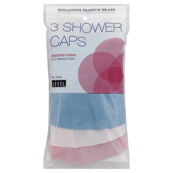 Siris Shower Caps, Assorted Colors 3 ea