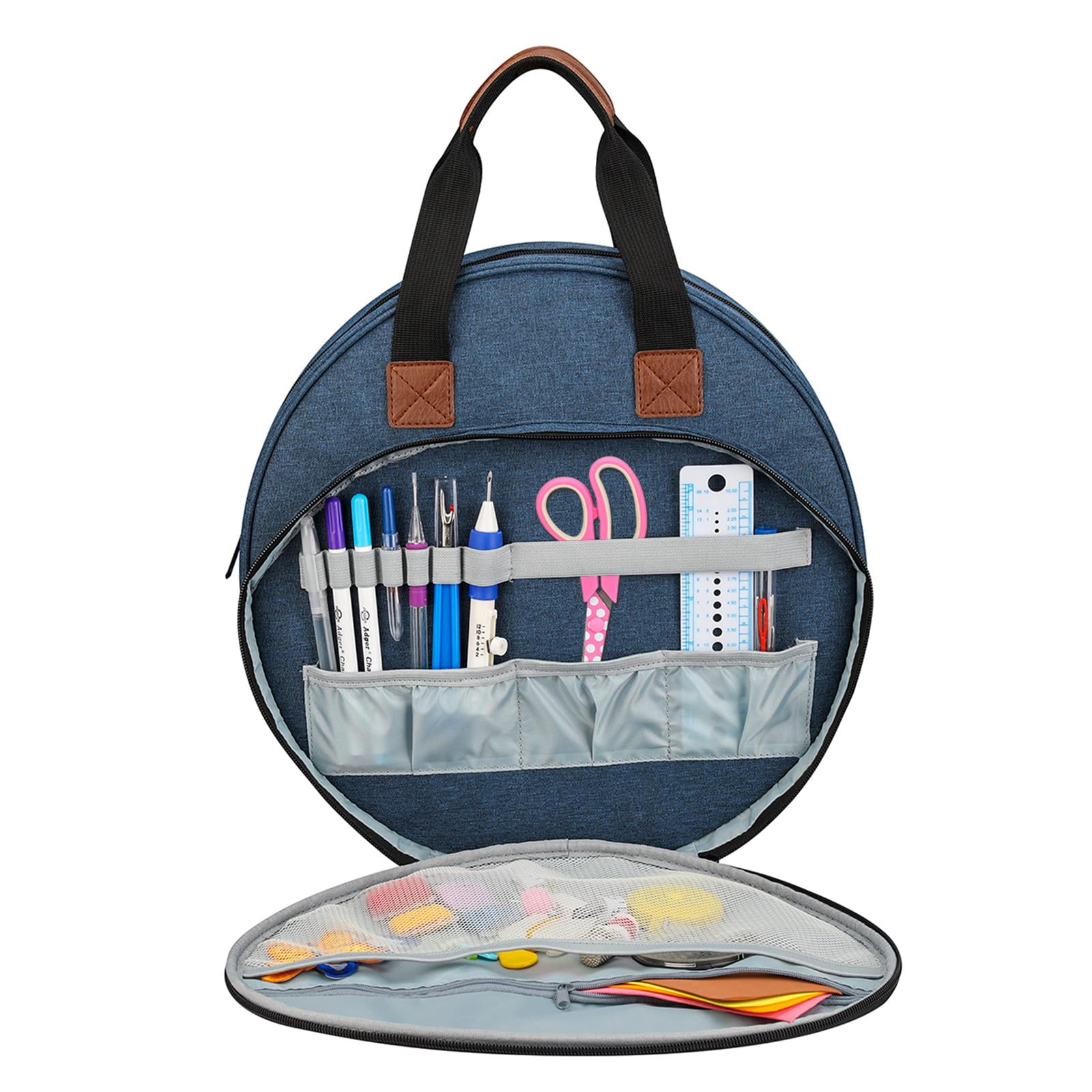 Embroidery Bag, Portable Embroidery Bag Storage, Craft Organizers for Embroidery Hoops, Floss, Stitch Supplies and Sewing Tools s Blue