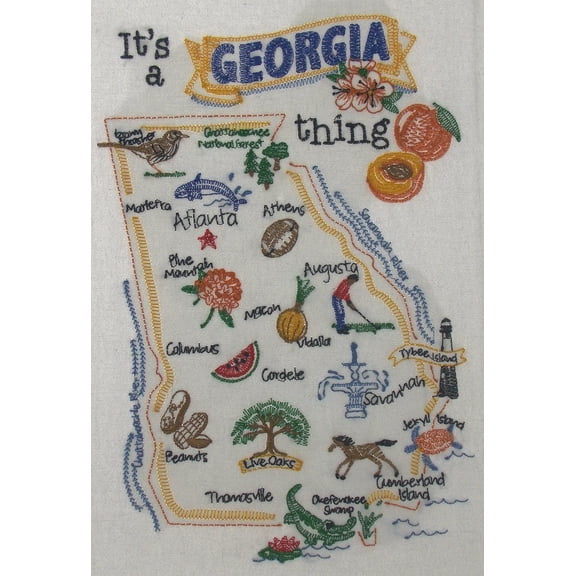 Georgia State White Flour Sack Towel