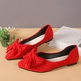 thumbnail image 2 of Wensltd Women Solid Color Bowknot Suede Flats Pointed Toe Low Cut Work Shoes Comfortable Versatile Office Daily Wear Flat Heel Shoes for Women Size 5-11, 2 of 8