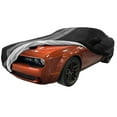 thumbnail image 2 of Ultraguard Plus Car Cover Indoor/Outdoor Protection Water Resistant 300 Denier - Custom Fit for 2008-2023 Dodge Challenger SXT, GT, R/T, Scat Pack, Hellcat Redeye & Widebody Black with Gray Stripes, 2 of 3