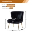 thumbnail image 5 of Velvet Accent Chair Set of 2 Upholstered Adult Side Chairs Gold Leg Home Bedroom Black, 5 of 13