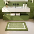 thumbnail image 6 of PABUBE Bathroom Rug, Soft Absorbent Bathroom Mat and Bath Mat, Premium Microfiber Shag Bath Rug Machine Washable (20"x32",Pine Green and White), 6 of 10