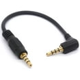 thumbnail image 1 of Short 3.5mm Audio Cable, Gold Plated 90 Degree 3.5 Male to 3.5mm Male Stereo Jack Plug 4-Pole Connector for Car Aux for Samsung, Smartphones, MP3 Players,Car Stereos, 1 of 5