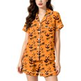 thumbnail image 2 of Halloween Pajamas Women 2-Piece Pajama Set Soft Pumpkin Short Sleeve Shirt and Shorts for Vacation Loungewear 01-Ginger XL, 2 of 5