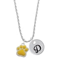 thumbnail image 1 of Delight Jewelry Silvertone Large Yellow Paw Silvertone Script Initial Disc - D - Charm Necklace, 20"+3", 1 of 4