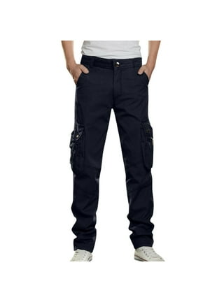 XFLWAM Men's Athletic-Fit Cargo Pants Casual Regular Straight Stretch Twill  Pant Black S