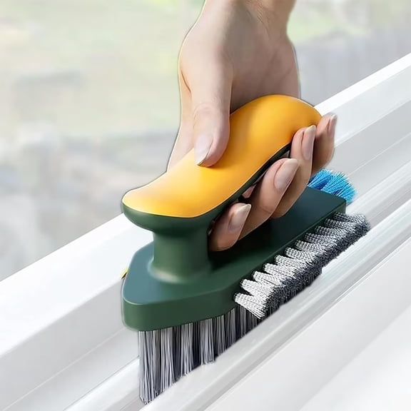 Tile Grout Cleaner Brush, 4 in 1 with Squeegee, Multifunctional V-Shape Gap Scrub Brush Crevice for Floor, Corner, Window, Sink, Plastic, Green