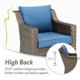 thumbnail image 4 of POCASSY Patio Swivel Chairs Set of 4, Weather-Resistant PE Wicker Patio Furniture Swivel Rocking Chairs with Steel Frame Ideal Furniture Set for Porch Balcony, Brown Wicker Blue Cushion, 4 of 10