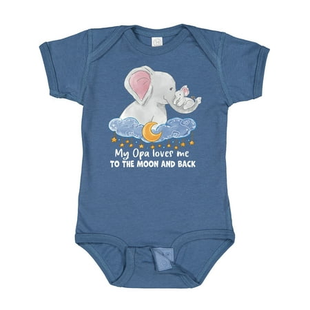 

Inktastic My Opa Loves Me to the Moon and Back Elephant Family Gift Baby Boy or Baby Girl Bodysuit