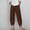 Brown women wide leg capri pants a1, variant on Cagogo Womens Wide Leg Capri Pants Summer Casual Elastic Waist High Waisted Flowy Cotton Linen Trousers for Beach Vacation Work Plus Size Pockets Boho Clothes, Brown M