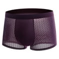 thumbnail image 5 of zeranth Men Summer Underwear Mid-rise Wide Elastic Waistband Boxer Briefs U-convex Thin Ice Silk Mesh Shorts Panties Underpants, 5 of 7