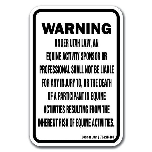 SignMission A-1218 Equine - Utah 12 x 18 in. Heavy Gauge Aluminum Warning Sign - Utah Equine