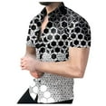 thumbnail image 1 of Camisas s Para Hombre Slim Fit Camisa superior informal de verano para hombre, camisas con estampado 3D, camisa de manga corta con cuello vuelto, camisa superior holgada de (Black, L), 1 of 7
