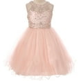 thumbnail image 2 of Little Girls Dress Sparkle Rhinestones Holiday Christmas Party Flower Girl Dress Blush Size 4 (M10BK50), 2 of 4