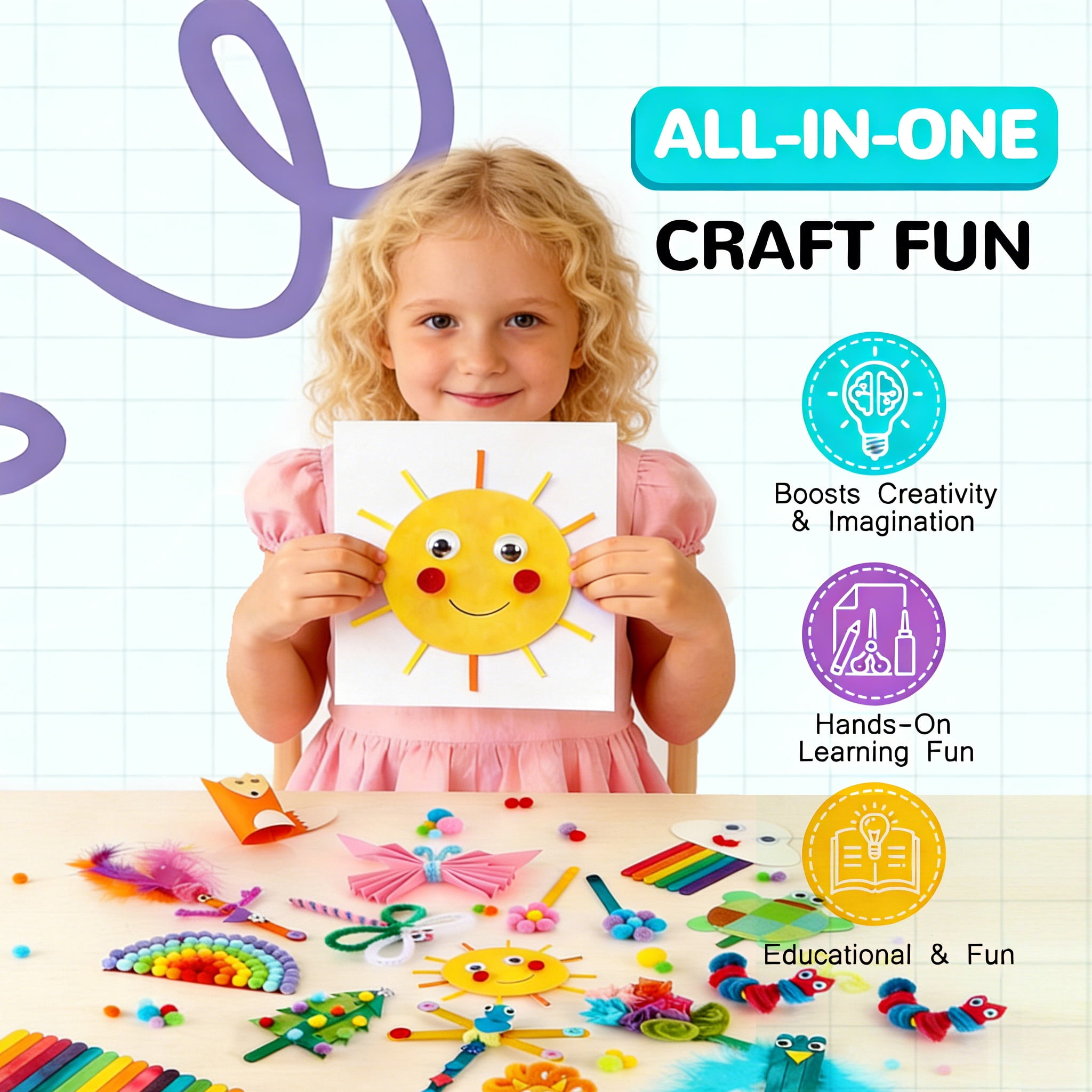 GARITIN Arts and Crafts Supplies for Kids, 1200+Pcs Creative Art Kit for Boys & Girls, DIY Crafting Materials for Home & School Classroom Projects