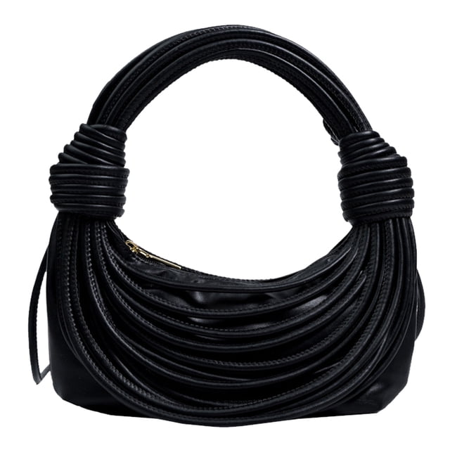Bolsos personalizados con diseño de cordón de espagueti para mujer, modernos bolsos cruzados de un solo hombro en color negro