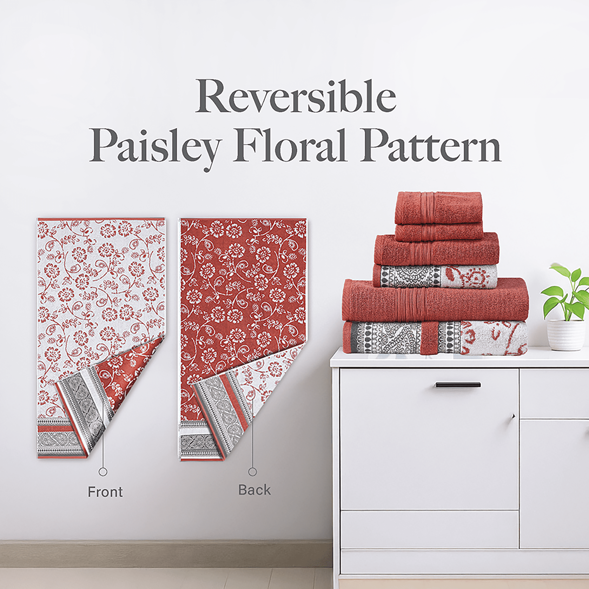 Modern Threads Ophelia 6-Piece Cotton Adult Bath Towel Set, Clay