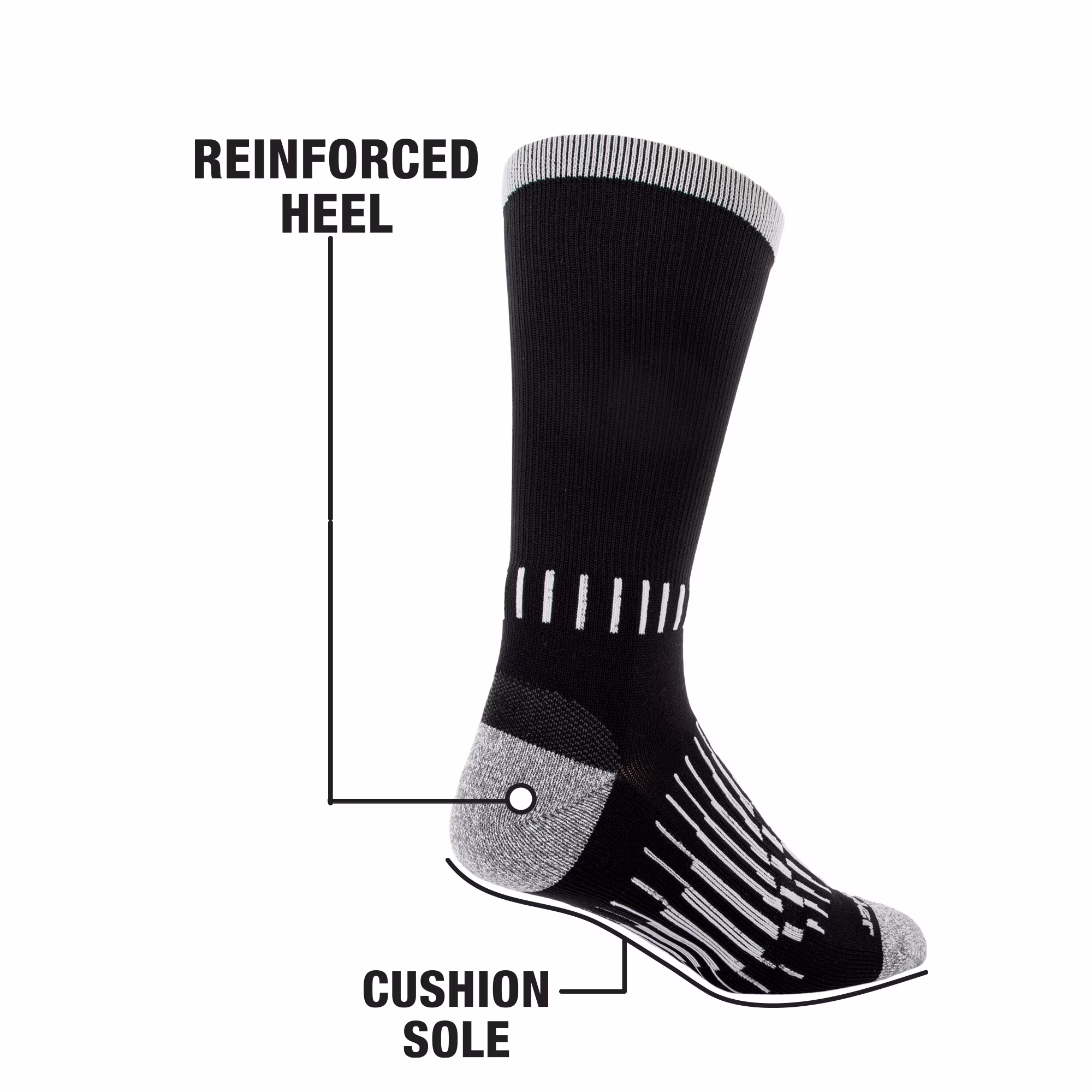Wrangler Men's Crew Work Socks, 6-Pack, Black photo 4