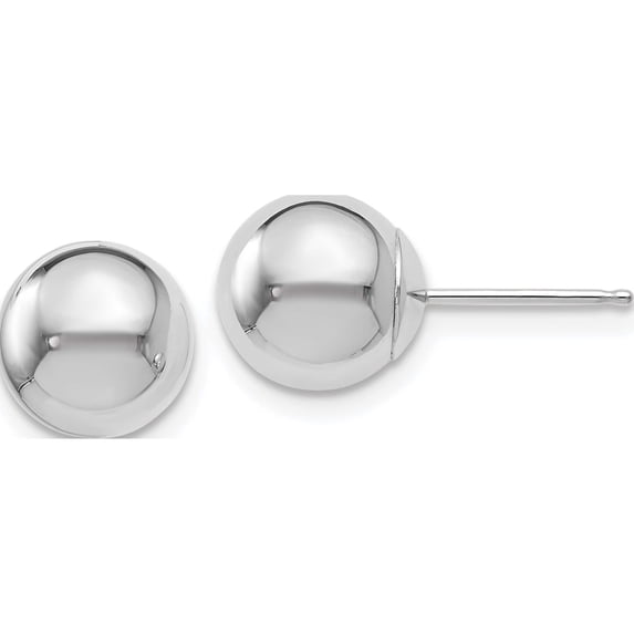 14K White Gold Polished 8mm Ball Post Earrings (8x8)