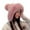 Pink, variant on Women's Cute Winter Knit Hat, Plush Faux Fur Brim and Pom Pom, Tie String Ear Warmer Beanie, Cold Weather Fleece Lined Pullover Cap for Outdoor Beige