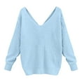 thumbnail image 4 of Manxivoo Sweaters for Women Women's Two Piece V Neck Knotted Over Open Back Knit Sweater Topdacron Sweaters for Women Light Blue, 4 of 4