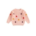 thumbnail image 1 of FOCUSNORM Chandail pour Bébé Fille à Manches Longues, Col Rond, Fleur, Tricot Chaud d'Hiver, Chandail, Vêtements pour Nourrisson, 1 of 9