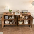 thumbnail image 4 of Fluted Accent Cabinet, Kitchen Sideboard Buffet Cabinet with 4 Fluted Doors, Walnut, 4 of 7