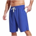 thumbnail image 3 of Men Casual Cargo Pants Joggers Elastic Waist Drawstring Pockets Breathable Lightweight Stretchy Cargo Pants Shorts Fifth Pants Daily Work Gym+ | Zenithor,Blue L, 3 of 9