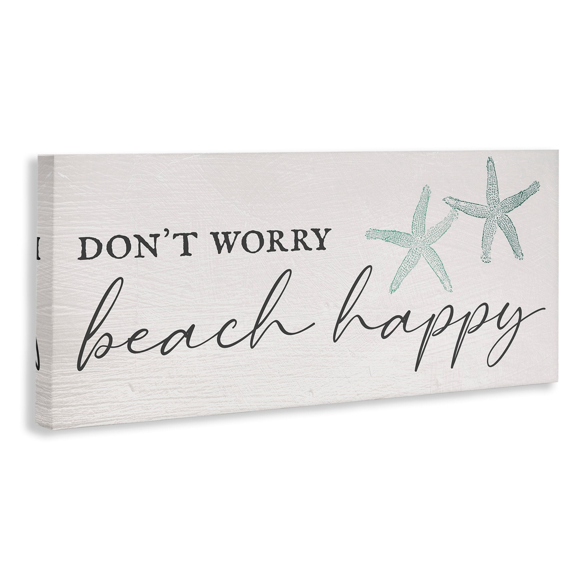 Stupell Industries Don't Worry Beach Happy Sandy Starfish Sign,24 x 10, Design by Daphne Polselli