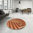 thumbnail image 4 of Ahgly Company Tapis Rond Lavable en Machine Intérieur Transitionnel Acajou Brun, 6 Pieds Rond, 4 of 7