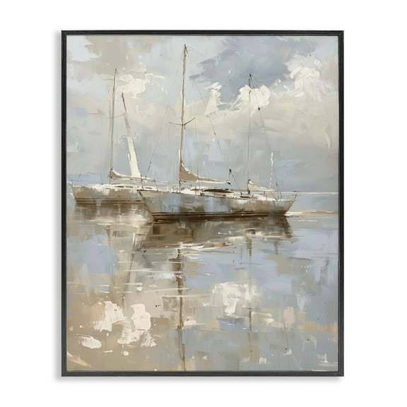 Stupell Industries Race Day Sailboats Transportation Painting Black Framed Art Print Wall Art, 11 x 14