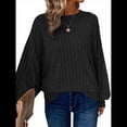 thumbnail image 3 of Suéter Básico Tipo Túnica para Mujer, Talla Grande, Larga, Holgado, Elegante, Cuello Redondo. Negro XXL, 3 of 8