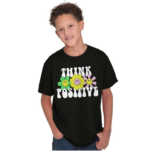 Inspirational Think Positive Saying Crewneck T Shirts Boy Girl Teen Brisco Brands S