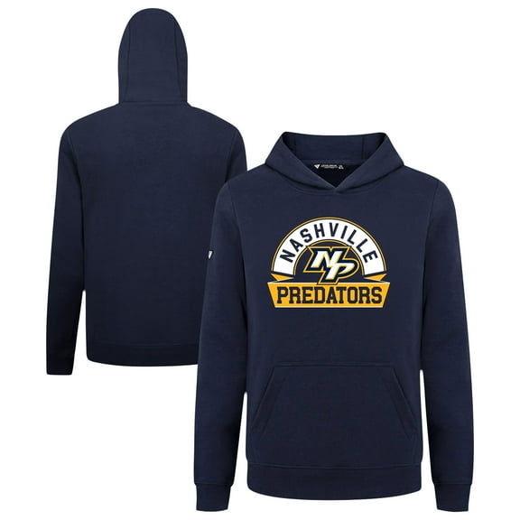 Youth Levelwear Navy Nashville Predators Podium Banner Arch Pullover Hoodie
