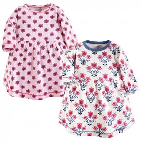 

Touched by Nature Baby and Toddler Girl Organic Cotton Long-Sleeve Dresses 2pk Abstract Flower 2 Toddler