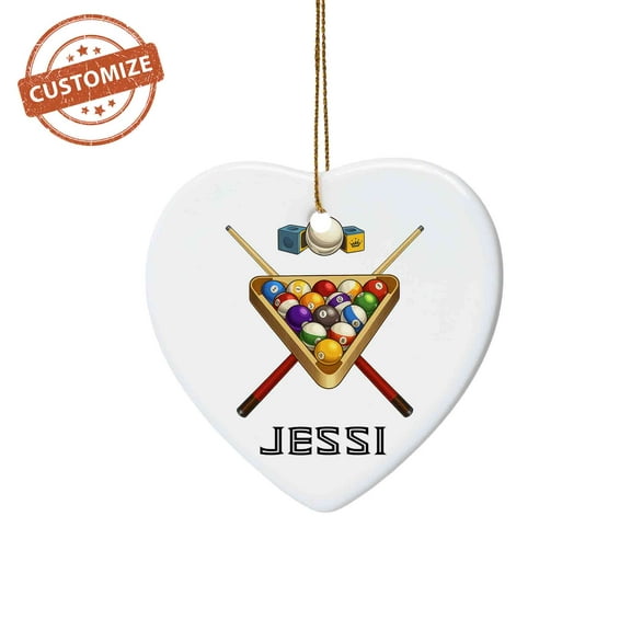 Customizaholic Personalized Billiards Ornament – Custom Name Pool Player Gift, Unique Bar Game Christmas Decoration for Him or Her