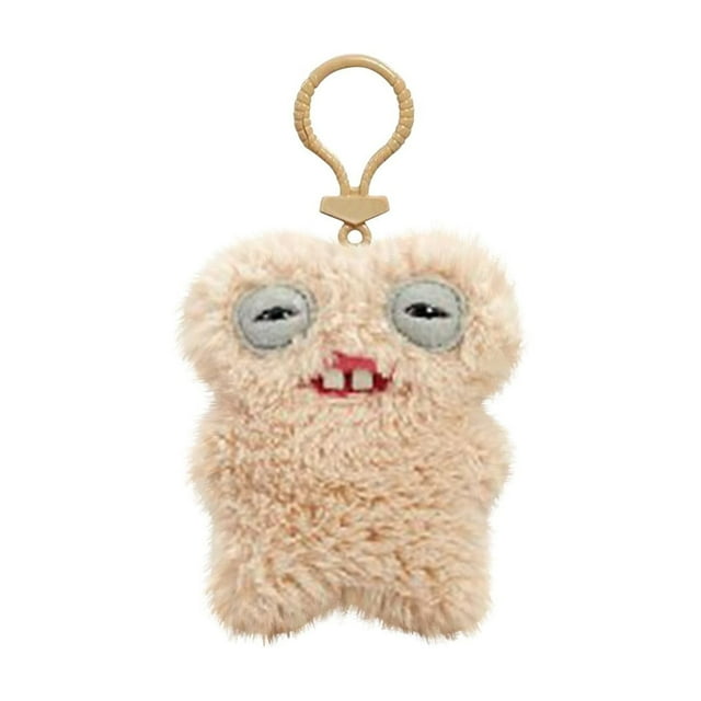 HIXOWIA Fuggler Key Ring Fugg Key Chain V1 Series, 5" cute Fugglers Key Rings Ugly Monster Plush Toy Dolls Pendants Ornaments, Birthday Christmas Gifts for Kids Adults, Gaptooth McGoo - Beige