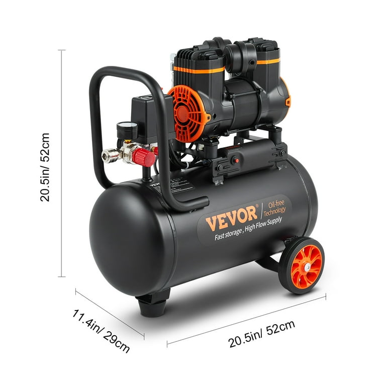 VEVOR Air Compressor 4.8 Gallon 900W 2.2 CFM@ 90PSI 70 dB Ultra Quiet Oil  Free.