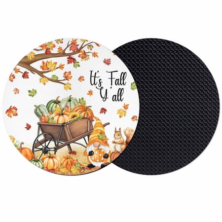 Fall Pumpkins Coasters Set of 2 Absorbent Coasters for Drinks Thanksgiving Gnomes Autumn Maple Country Rustic Coaster for Desk Coffee Table Protection Home Decor House Warming Gifts 4